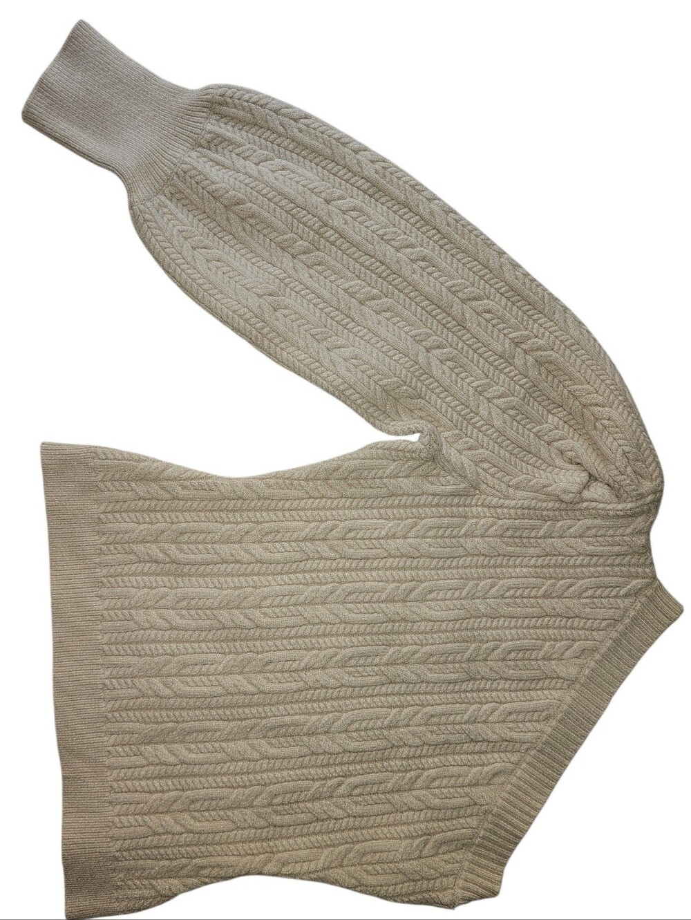 VICI One Shoulder Beige Cable Knit Sweater - Medium